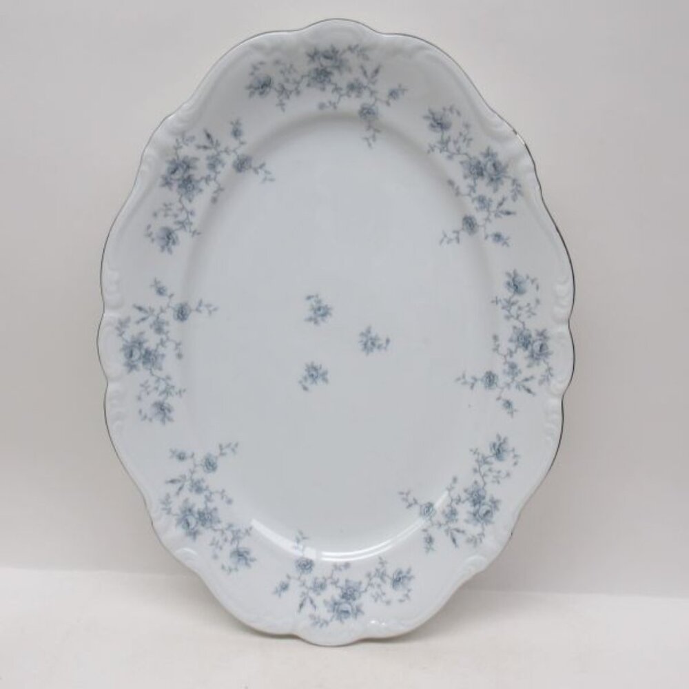 JoHann Haviland Germany BLUE GARLAND 14 3/4 Inch Oval Serving or Meat Platter